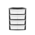 Black Slim A4 4-Drawer Plastic Tower Storage Unit