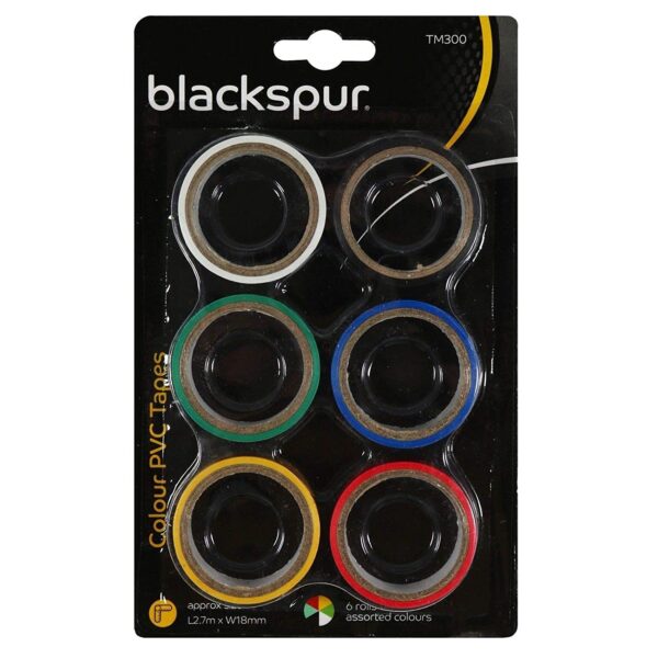 Blackspur PVC Tape Set - 6 Colors, Approx. 2.7 Meters