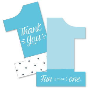 Blue 1st Birthday Thank You Set