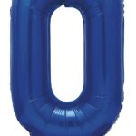 Blue 76 cm Giant Standing Foil Number 0 Balloon by Unique Party