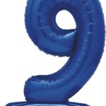 Blue 76 cm Giant Standing Foil Number 9 Balloon by Unique Party