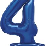 Blue 76 CM Giant Standing Number 4 Foil Balloon by Unique Party