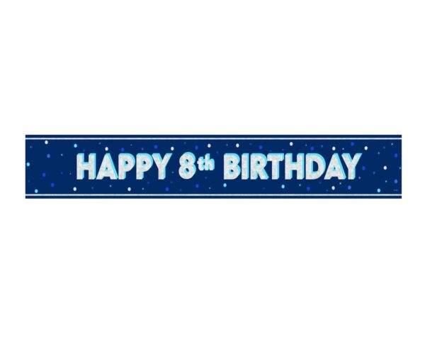 Blue 9ft Prism Floral 8th Birthday Party Banner by Unique Party