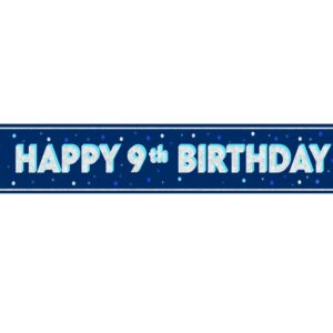 Blue 9th Birthday Floral Prism Party Banner - 9ft by Unique Party