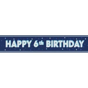 Blue Floral Prism 6th Birthday Party Banner - 9ft by Unique Party