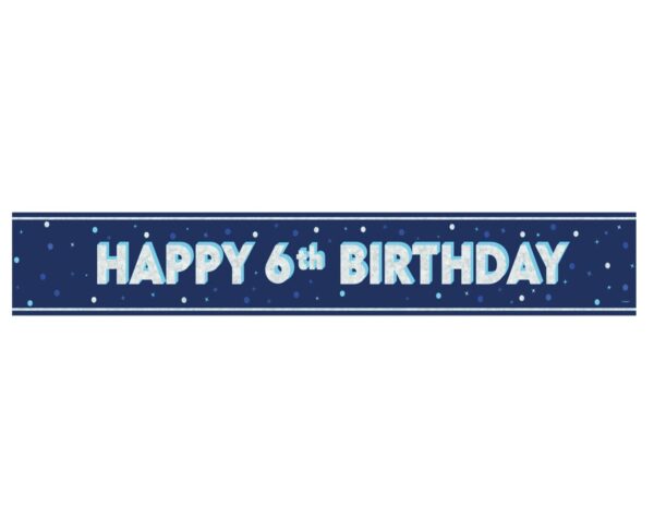 Blue Floral Prism 6th Birthday Party Banner - 9ft by Unique Party