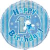 Blue Holographic Round Foil Balloon for 1st Birthday - 18 Inch by Unique Party