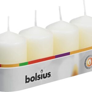 BOLSIUS IVORY PILLAR CANDLE 60MM X 40MM, PACK OF 4