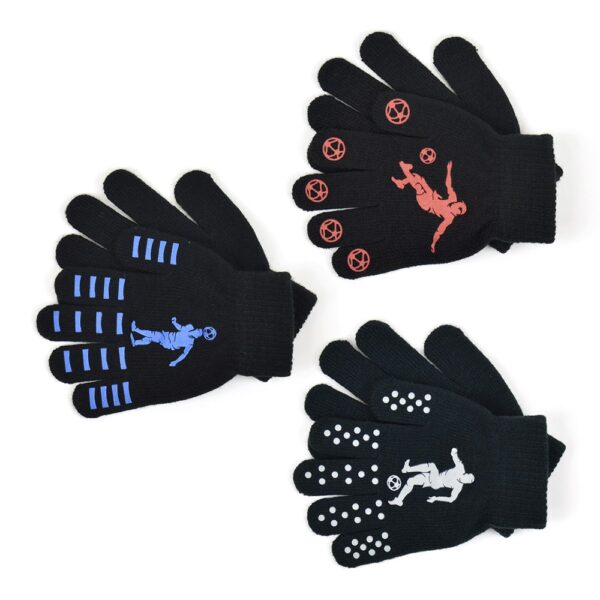 Boys' Thermal Football Design Magic Gloves - Pack of 12