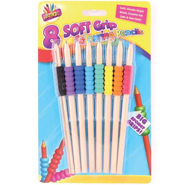 Brand New Set of 8 Soft Comfort Grip Coloring Pencils for Special Needs