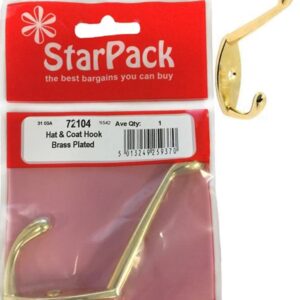 Brass Plated Hat & Coat Hook - Star Pack