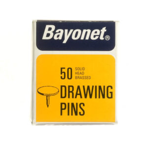 Brass-Plated Solid Head Drawing Pins with Bayonet Design, Pack of 50