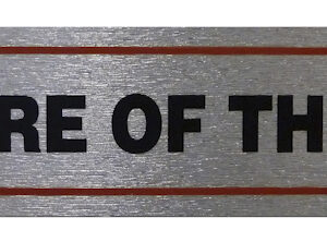 Brushed Metallic Self-Adhesive 'Beware of the Dog' Sign - 17 x 4 cm