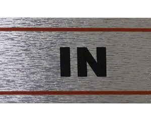 Brushed Metallic Self-Adhesive 'IN' Sign, 17 x 4 cm