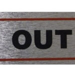 Brushed Metallic Self-Adhesive 'Out' Sign, 17 x 4 cm