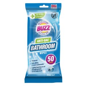 Buzz Anti-Bacterial Bathroom Wipes, Ocean Surf Scent, Pack of 50