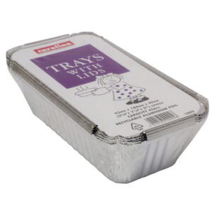 CAROLINE 23oz Foil Trays with Lids, 93x184x49mm, Pack of 6