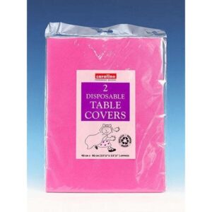 CAROLINE Disposable Hot Pink Paper Table Cover, 90 x 90, Pack of 2