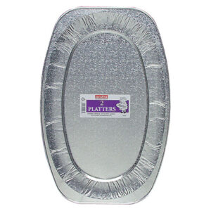 CAROLINE LARGE 22-INCH SILVER FOIL PLATTER, PACK OF 2