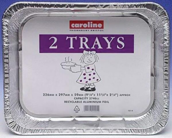 CAROLINE Large Foil Tray 262 x 322 x 50 mm, Pack of 2