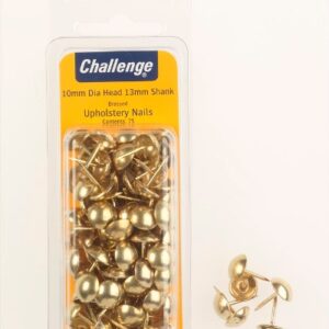 Challenge 10mm Brass Plated Upholstery Tacks, Pack of 75