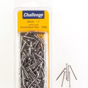 CHALLENGE 20MM STAINLESS STEEL ESCUTCHEON PINS - 100G