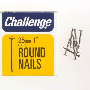 CHALLENGE 25MM BRIGHT ROUND WIRE NAILS, 225G