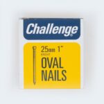 CHALLENGE 25MM OVAL BRIGHT WIRE NAILS, 225G