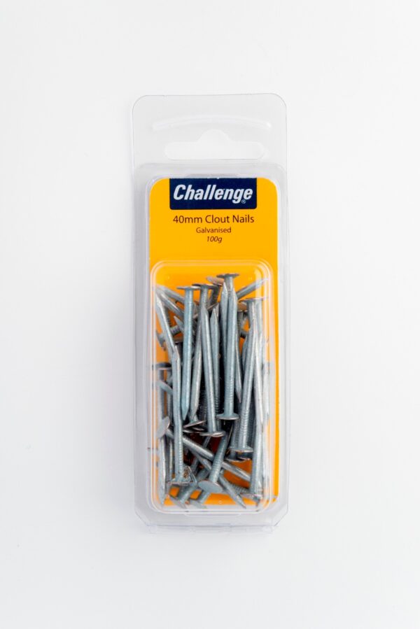 Challenge 40mm Galvanized Clout Nails, 100g