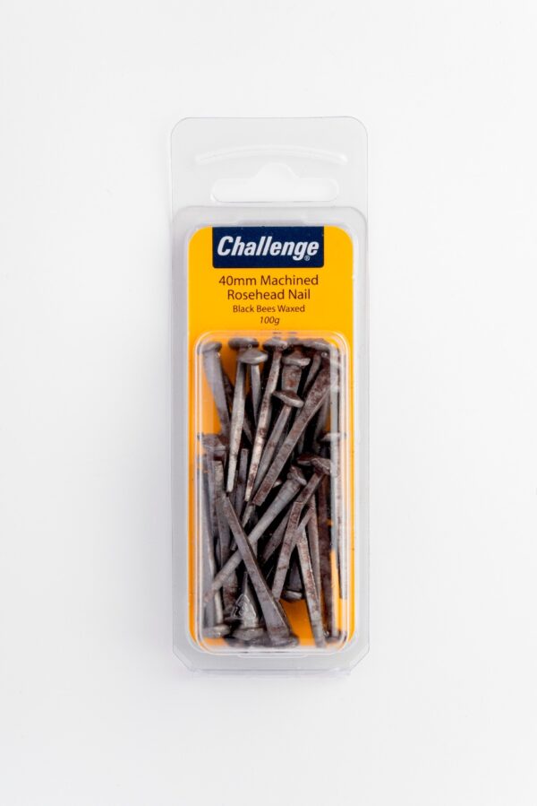 CHALLENGE 40MM WAXED MACHINED ROSEHEAD NAILS, 100G