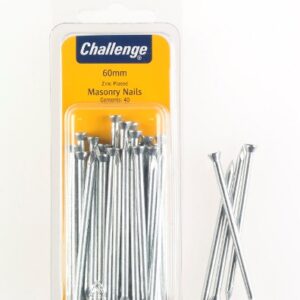 CHALLENGE 60MM Zinc Plated Masonry Nails, Pack of 40