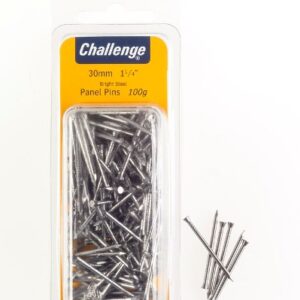 Challenge Bright Steel 30mm Panel Pins - 100g