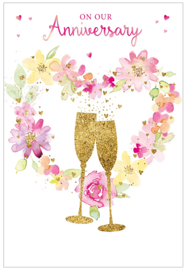 Champagne-Themed Anniversary Card