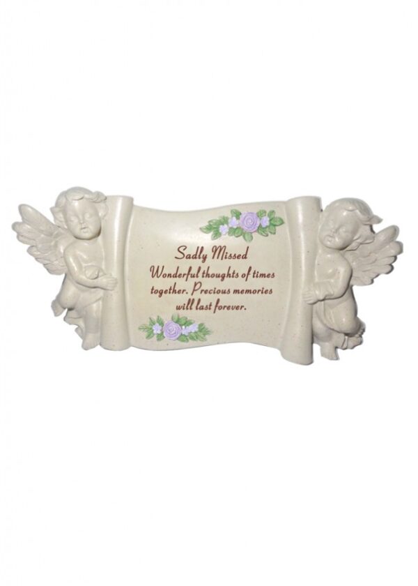 CHERUB SCROLL MEMORIAL 24X11CM