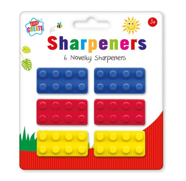 Children's Brick Novelty Pencil Sharpeners, Pack of 6