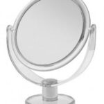 Clear Medium Round Plastic Standing Makeup Mirror by Blue Canyon