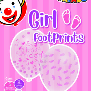 Clown Girl Footprints Pink Balloons for Baby Shower Party - Pack of 5