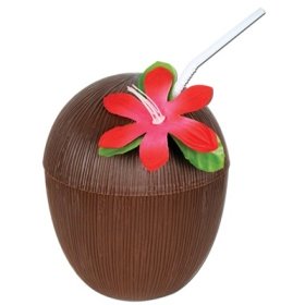 Coconut-Shaped Plastic Cup with Straw