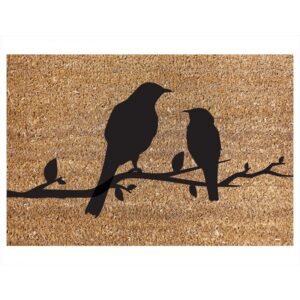 Coir Door Mat with Birds on a Branch Design, 40cm x 60cm