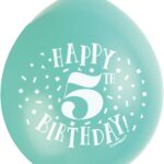Colorful 5th Birthday Latex Balloons - Pack of 10
