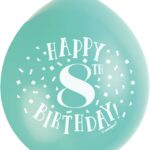 Colorful 8th Birthday Latex Balloons, Pack of 10 - Unique Party Design