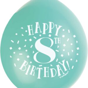 Colorful 8th Birthday Latex Balloons, Pack of 10 - Unique Party Design