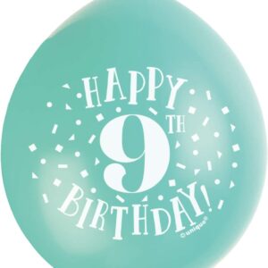 Colorful 9th Birthday Latex Balloons - Pack of 10 by Unique Party