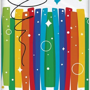 Colorful Rainbow Ribbons Plastic Birthday Tablecloth, 54 x 84 Inches