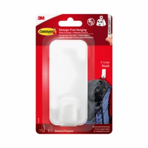 COMMAND 17010UKN EXTRA-LARGE WHITE UTILITY HOOK WITH TWO STRIPS