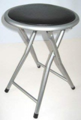 Compact Folding Round Black Stool