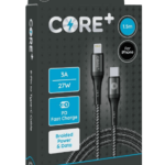 Core+ 8-Pin to Type-C Braided Cable 1.5M Grey, 3A 27W PD Quick Charging