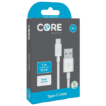 Core Essentials 2M White TPE USB-A to USB-C Fast Charging Cable, 2.1A 10.5W