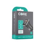 Core Essentials 3.1A Car Charger with USB-C and USB Ports