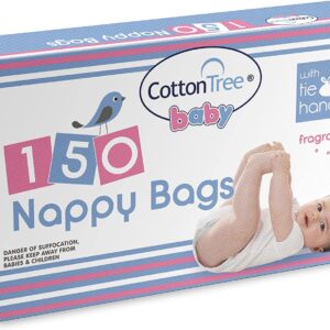 Cotton Tree Essential Scented Nappy Bags, 150-Pack with Ties